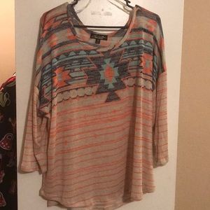 Aztec 3/4 sleeve top